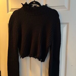 Love Tree Frayed Cropped Sweater.